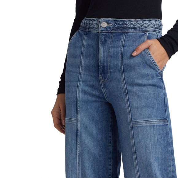 Frame Braided Stretch Wide-Leg Jeans - Daphne Blue - Picture 4 of 11